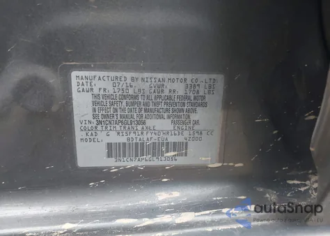 2016 Nissan Versa 1.6 S z USA, uszkodzony, nr VIN 3N1CN7AP6GL913056